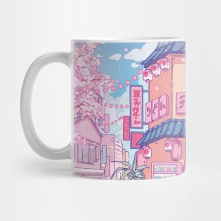 Cute cats' cafe and the pink cherry trees blossom Mug